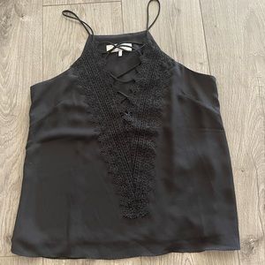 Black flowy top with lace detail